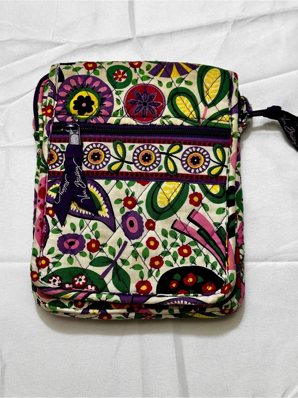 Vera Bradley Quilted Floral Cosmetic Pouch - Purple, Green, Yellow, Pink